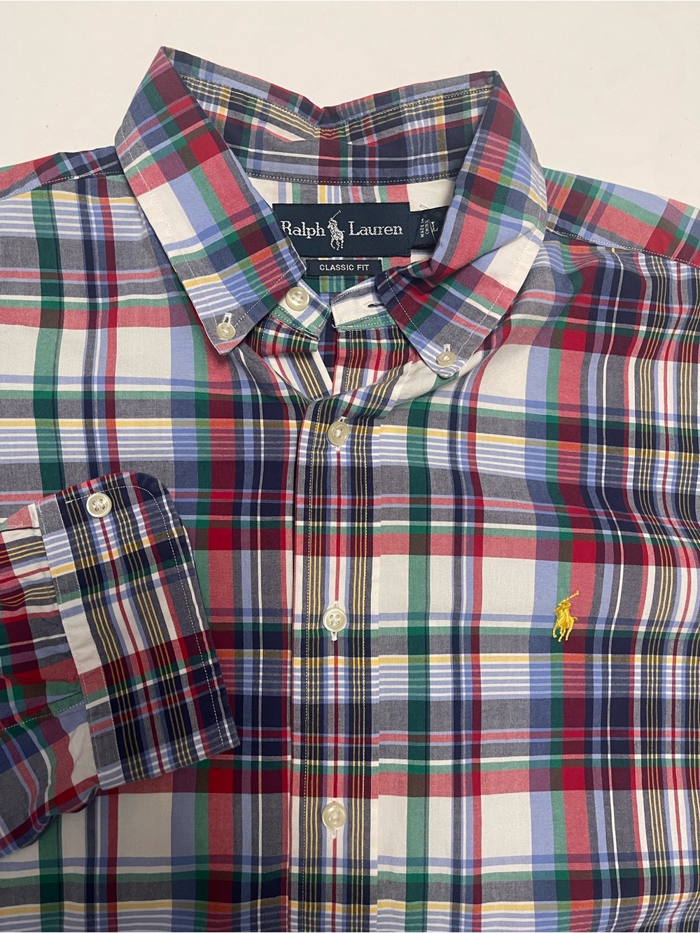 Ralph Lauren Multicolor Plaid Button-Down Shirt Large Classic Fit
